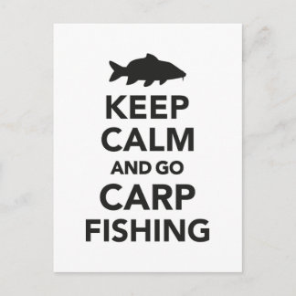 "Keep calm and go carp fishing" postcard