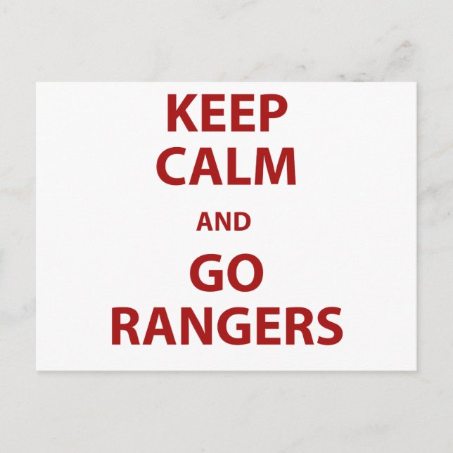 Keep Calm and Go Rangers Postcard (Front)