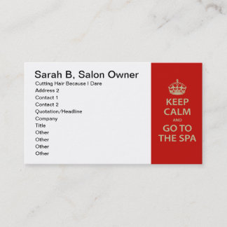 Keep Calm and Go To the Spa Appointment Card