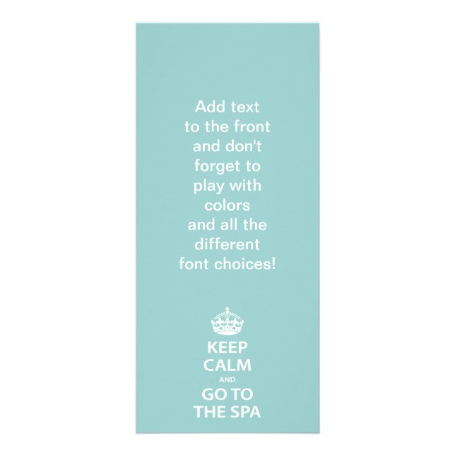 Keep Calm and Go To the Spa Rack Card (Front)