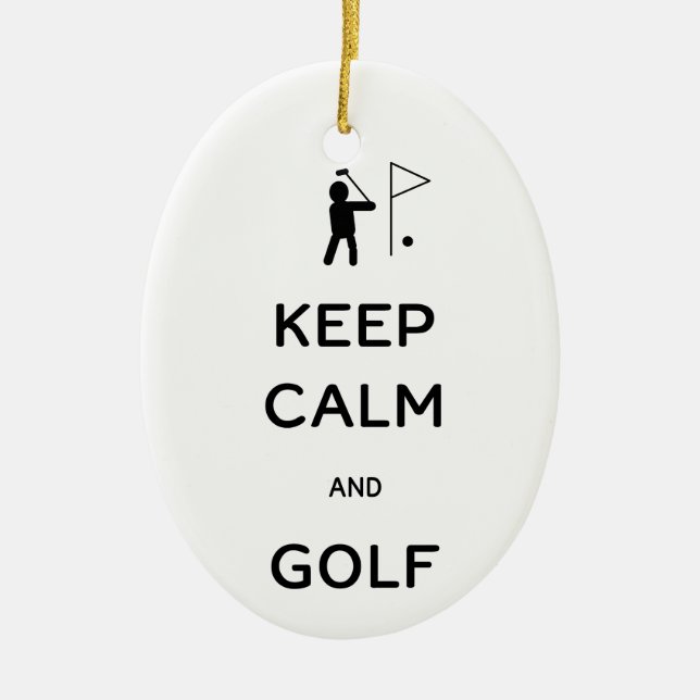 Keep Calm and Golf Ceramic Tree Decoration (Front)