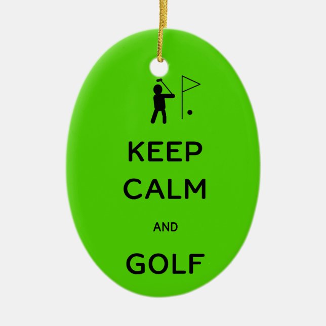 Keep Calm and Golf Ceramic Tree Decoration (Front)
