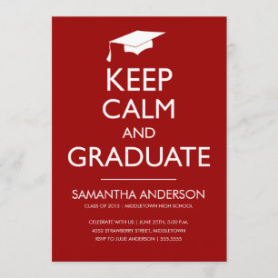 Keep Calm and Graduate Invitation - Red
