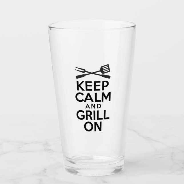 Keep Calm And Grill On Glass (Front)