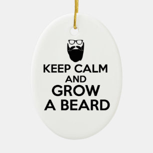 Keep Calm and Grow a Beard Ceramic Tree Decoration