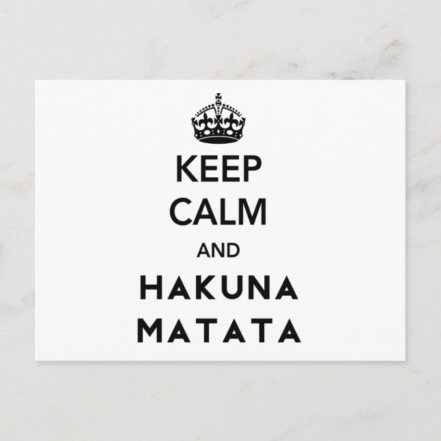 Keep Calm and Hakuna Matata Postcard (Front)