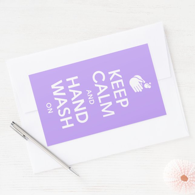 Keep Calm And Hand Wash On - Washing Hands Flu Rectangular Sticker (Envelope)