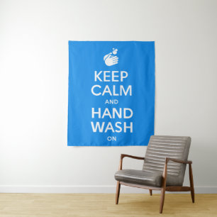 Keep Calm And Hand Wash On - Washing Hands Flu Tapestry