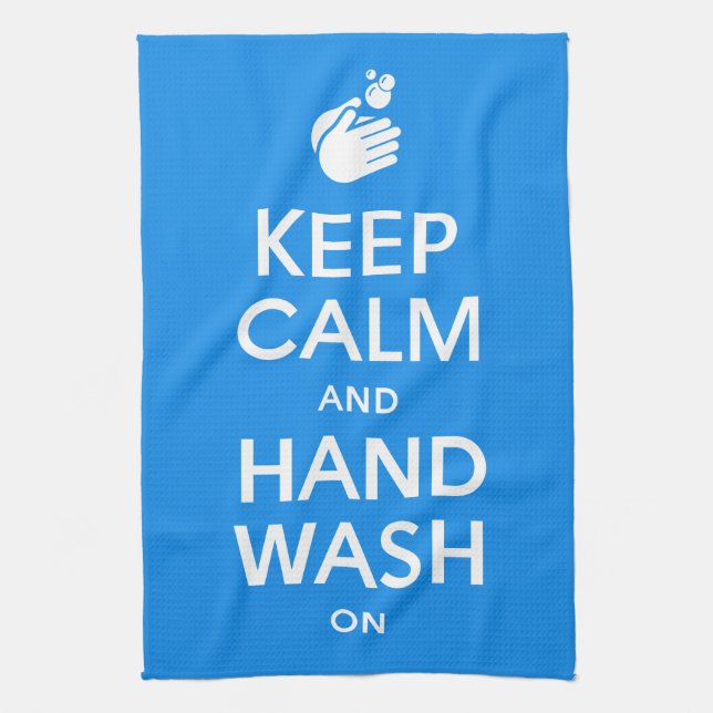 Keep Calm And Hand Wash On - Washing Hygiene Flu Tea Towel (Vertical)