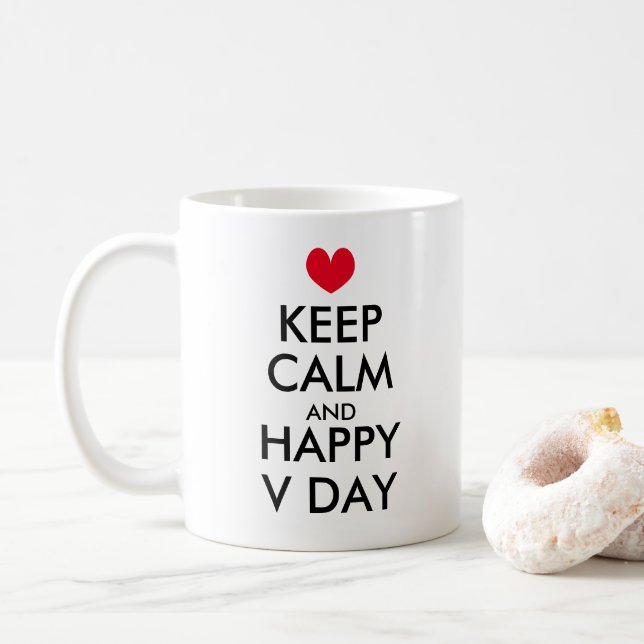 Keep calm and Happy Valentine's Day coffee mug (With Donut)