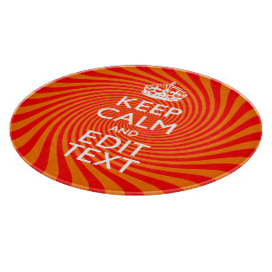Keep Calm And Have Your Text Orange Swirl Cutting Board