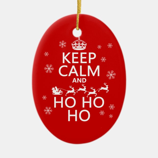 Keep Calm and Ho Ho Ho Ceramic Tree Decoration (Front)