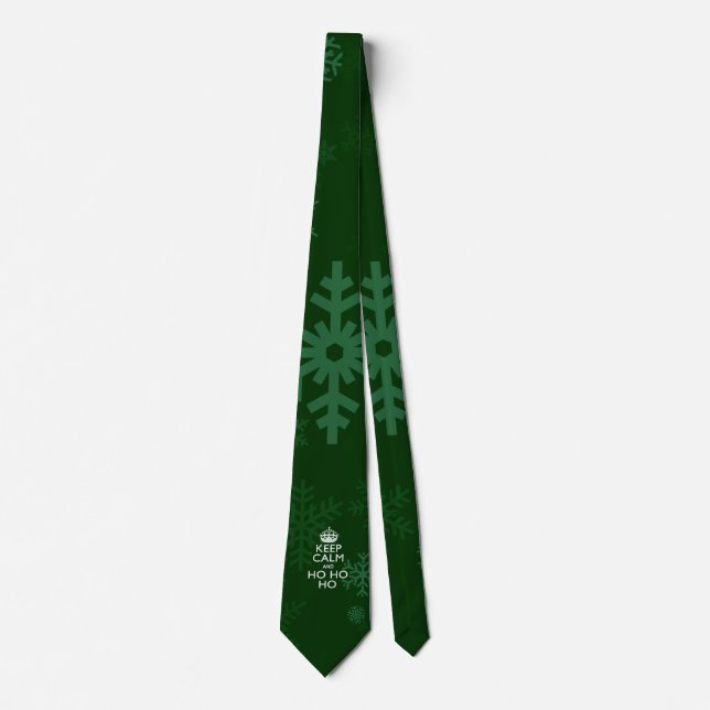 Keep Calm And Ho Ho Ho on Green Snowflakes Tie (Front)