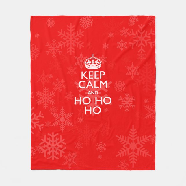 Keep Calm And Ho Ho Ho on Snowflakes Fleece Blanket (Front)