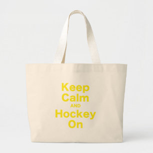 Keep Calm and Hockey On Large Tote Bag