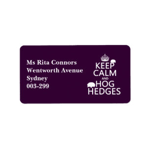 Keep Calm and Hog Hedges (Hedgehogs) (all colours) Label