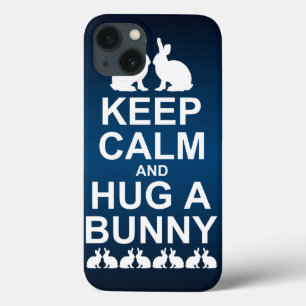 Keep Calm and Hug a Bunny iPad Case (Blue/Black)