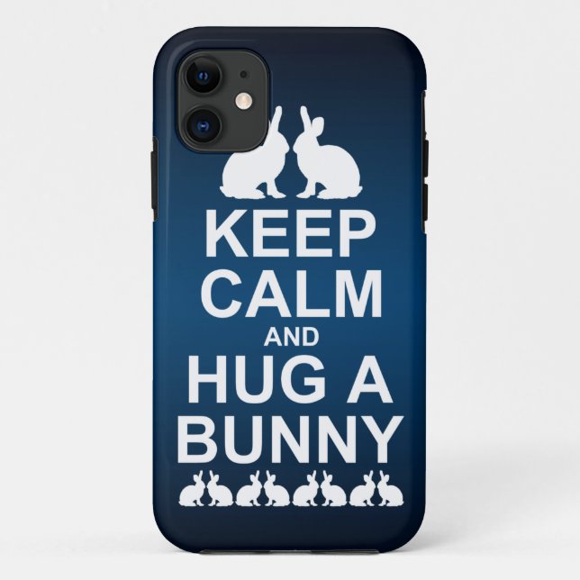 Keep Calm and Hug a Bunny iPhone 5 Case (Blu/Blk) (Back)