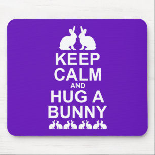 Keep Calm and Hug a Bunny Mousemat (Purple)