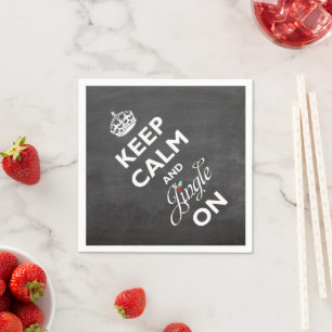 Keep Calm And Jingle On Chalkboard Funny Holiday Napkin