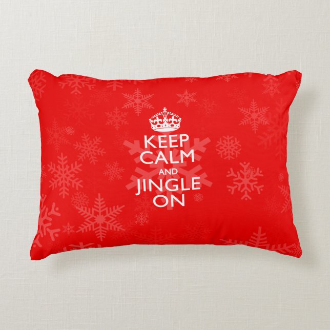 Keep Calm And Jingle On Red Decorative Cushion (Front)