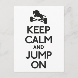 Keep calm and jump on postcard