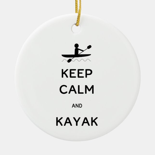 Keep Calm and Kayak with Year Ceramic Tree Decoration (Front)