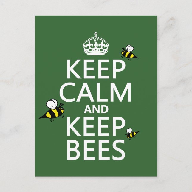 Keep Calm and Keep Bees - all colours Postcard (Front)