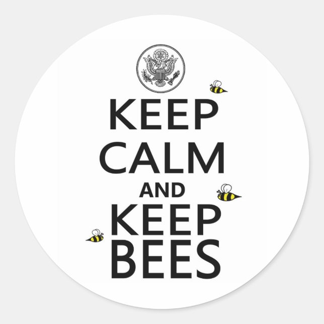 Keep Calm and Keep Bees Classic Round Sticker (Front)