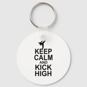 Keep Calm And Kick High Karate Fighter Martial Art Key Ring