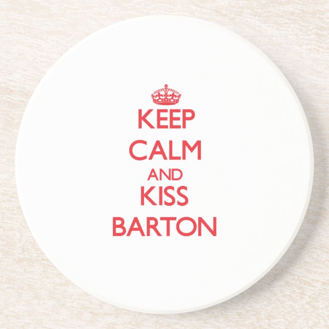 Keep Calm and Kiss Barton Coaster (Front)