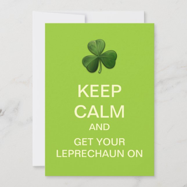 KEEP CALM And LEPRECHAUN On Custom Invitation (Front)