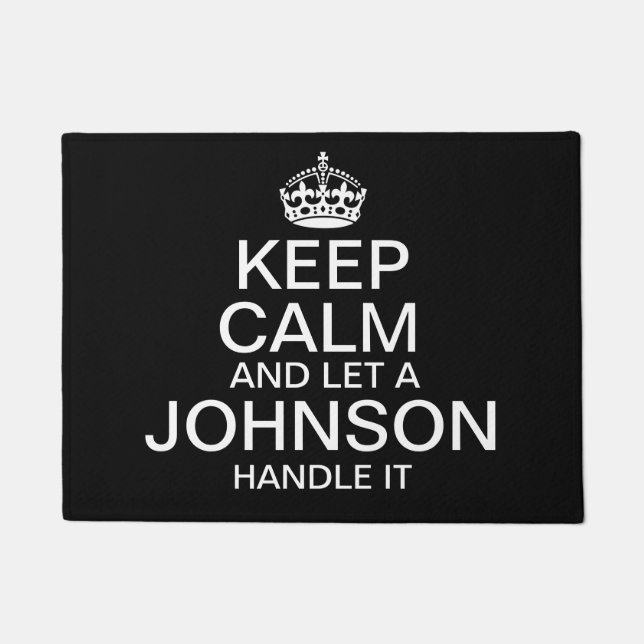 Keep Calm and Let a "last name" handle it custom Doormat (Front)