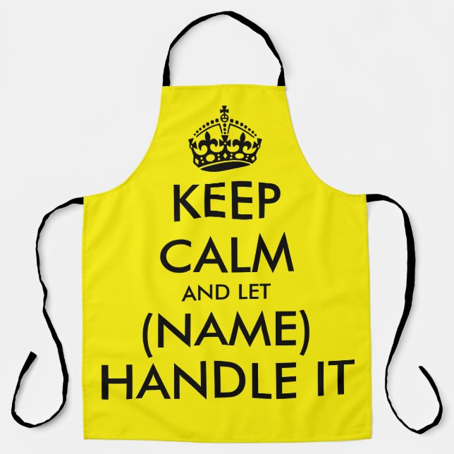 Keep calm and let handle it cool yellow BBQ apron (Front)