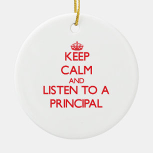 Keep Calm and Listen to a Principal Ceramic Tree Decoration