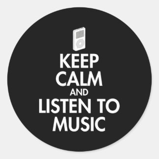 Keep Calm And Listen To Music Classic Round Sticker