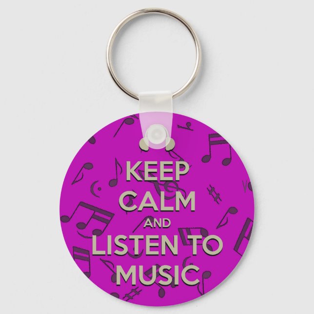 keep calm and listen to music key chain (Front)