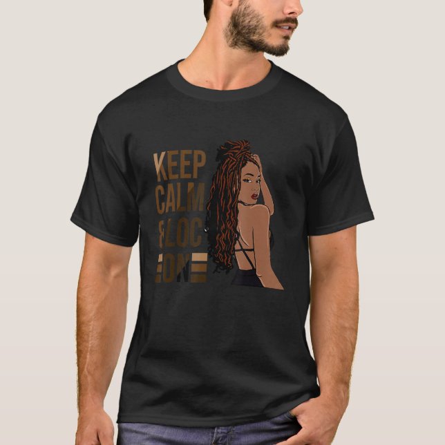 Keep Calm And Loc On Afro Puff Black Women T-Shirt (Front)