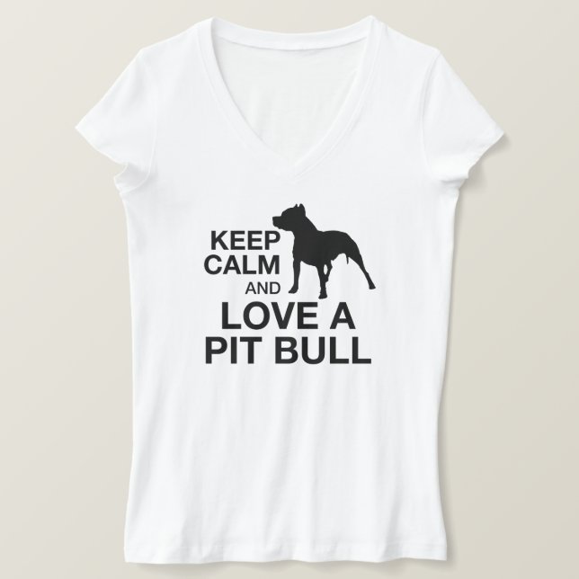 Keep Calm And Love A Pit Bull Vertical PINK T-Shirt (Design Front)