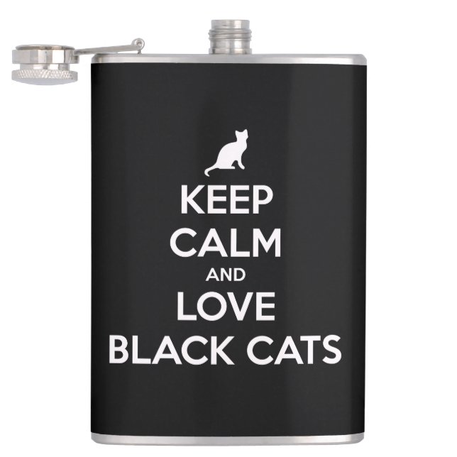 Keep calm and love black cats hip flask (Opened)