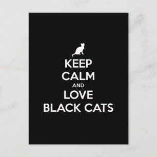 Keep calm and love black cats postcard
