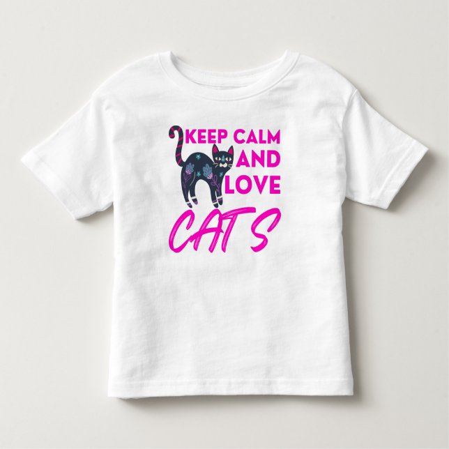 Keep Calm And Love Cats Christmas Toddler T-Shirt (Front)