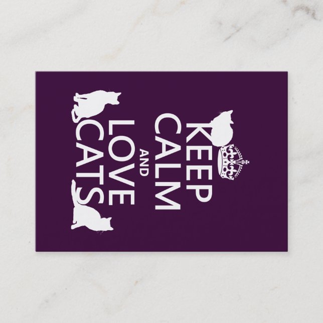Keep Calm and Love Cats (in any colour) Business Card (Front)