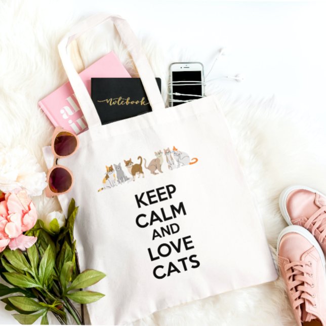 Keep Calm and Love Cats Tote Bag (Creator Uploaded)
