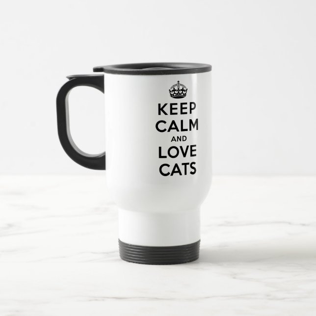 Keep Calm and Love Cats Travel Mug (Left)