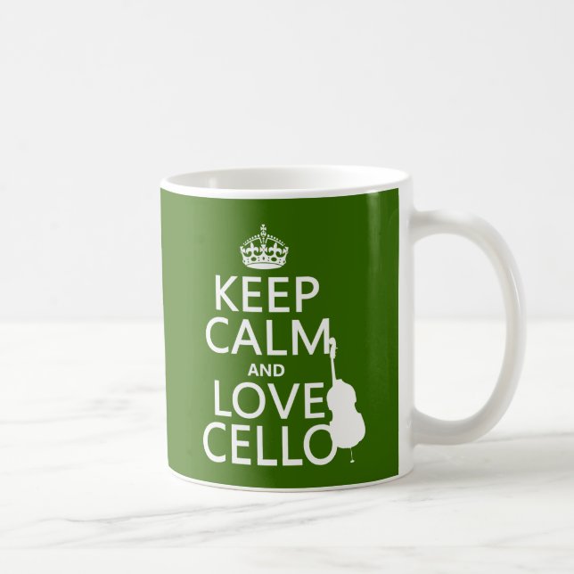 Keep Calm and Love Cello (any background colour) Coffee Mug (Right)