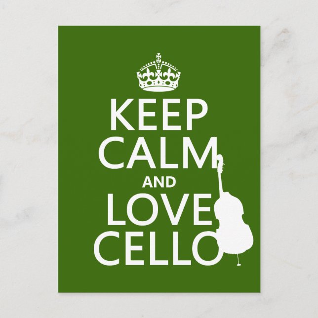 Keep Calm and Love Cello (any background colour) Postcard (Front)