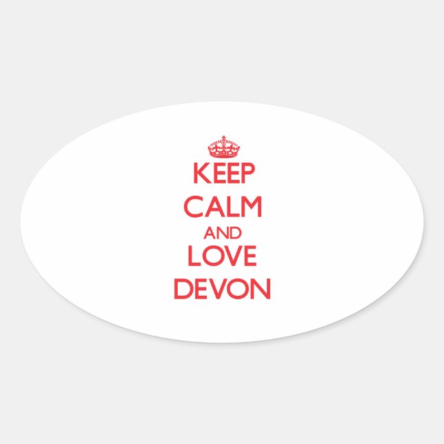 Keep Calm and Love Devon Oval Sticker (Front)