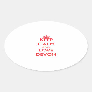 Keep Calm and Love Devon Oval Sticker