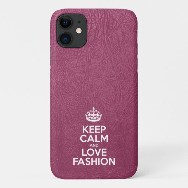 Keep Calm and Love Fashion - Pink Leather Case-Mate iPhone Case (Back)